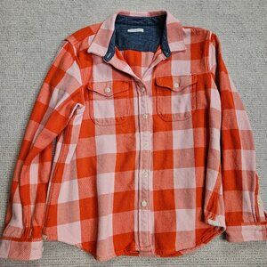 Outerknown Blanket Shirt Orange Pink Plaid Medium Large M/L Shacket Flannel